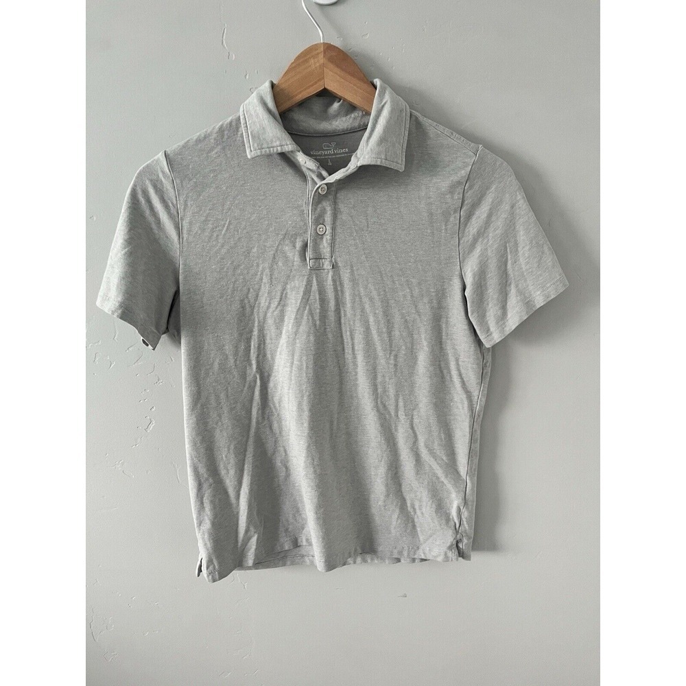 Vineyard Vines Edgartown Grey Solid Polo Shirt‎ Boys Size Large 16 Whale
